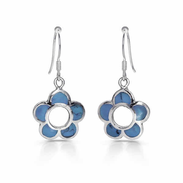 Blue Flower Drop Earrings