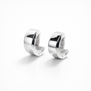 Bold Silver Huggie Hoop Earrings