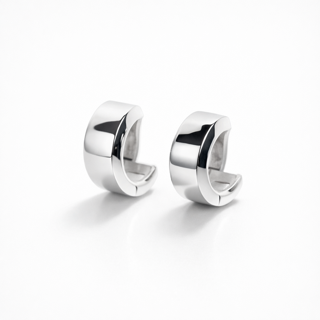 Bold Silver Huggie Hoop Earrings