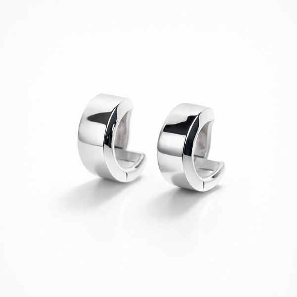 Bold Silver Huggie Hoop Earrings