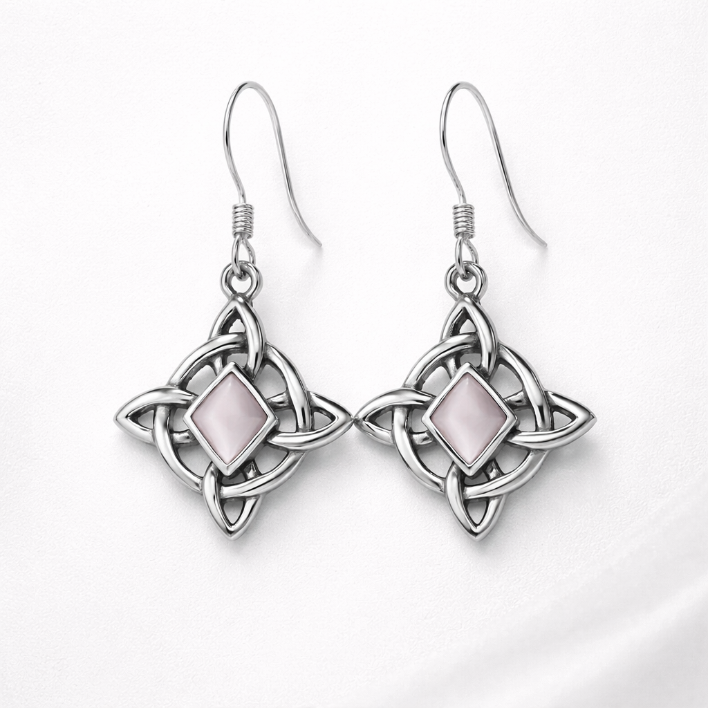 Celtic Knot Pink Stone Earrings