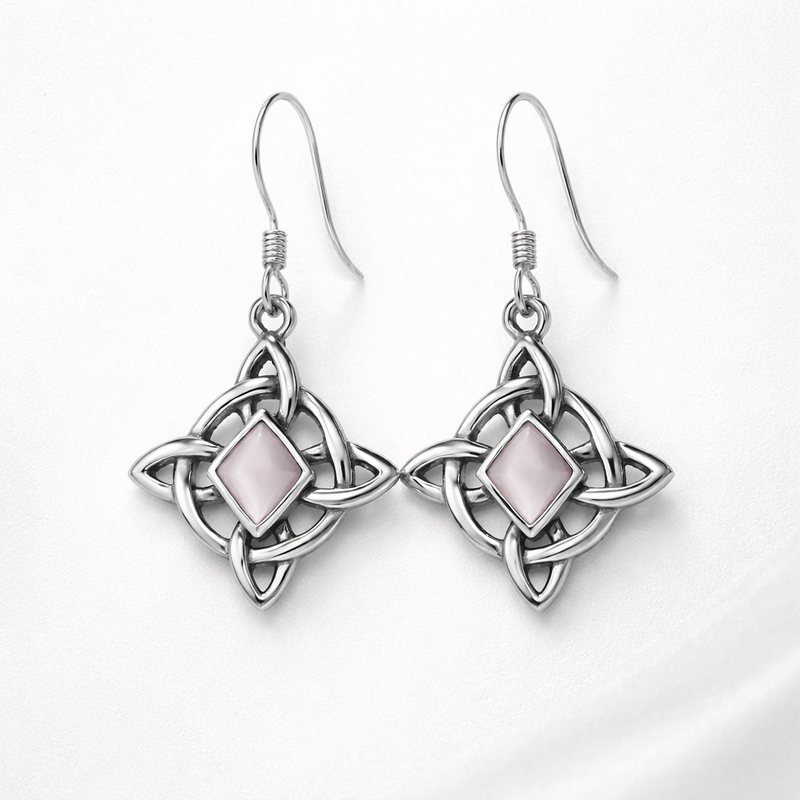 Celtic Knot Pink Stone Earrings