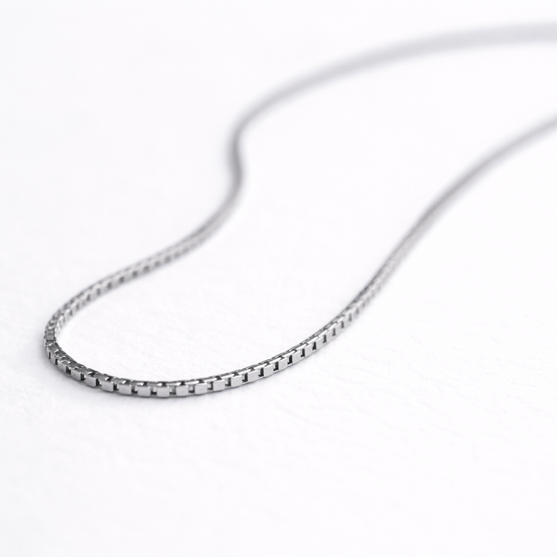 Sleek silver box chain with a modern, polished finish. (Copy)