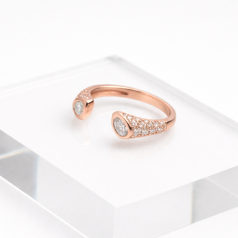 Rose Gold Open Cuff Diamond Ring