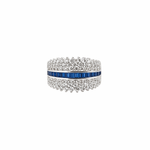 Elegant diamond band with sapphire centerpiece