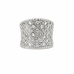 Wide diamond-studded band with intricate sparkle