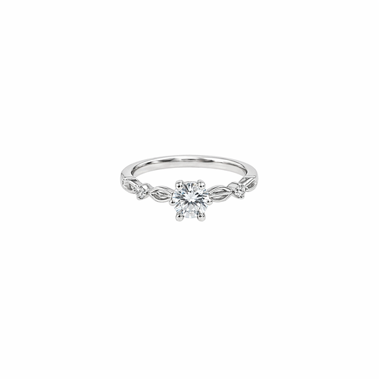 Elegant solitaire ring with delicate twisted band.