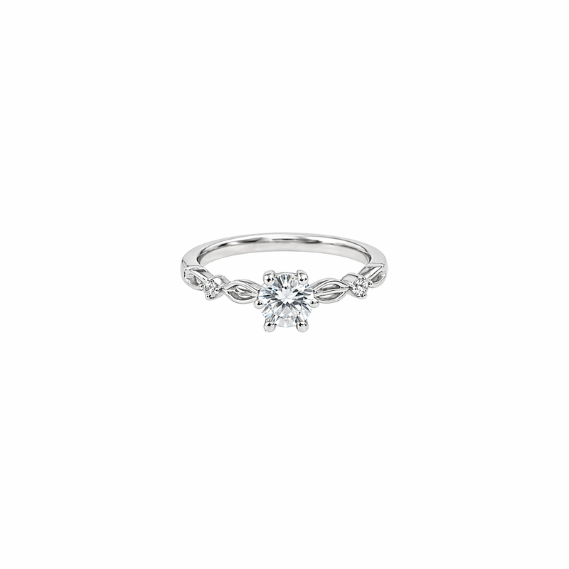 Elegant solitaire ring with delicate twisted band.