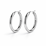Classic Slim Silver Hoop Earrings (Big)