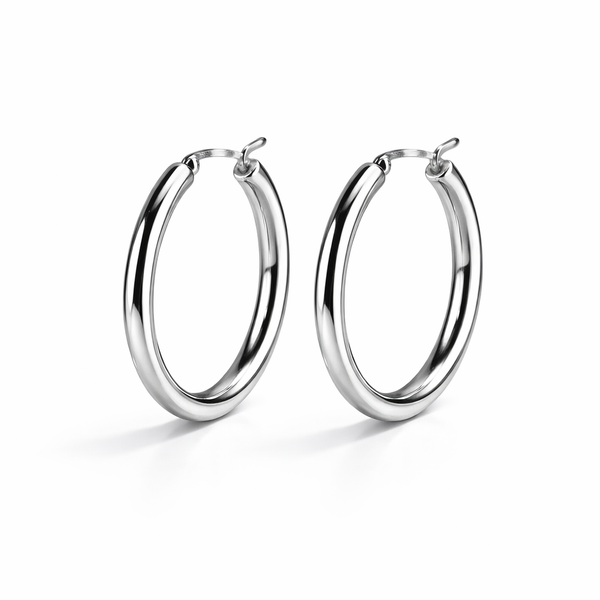 Classic Slim Silver Hoop Earrings (Big)