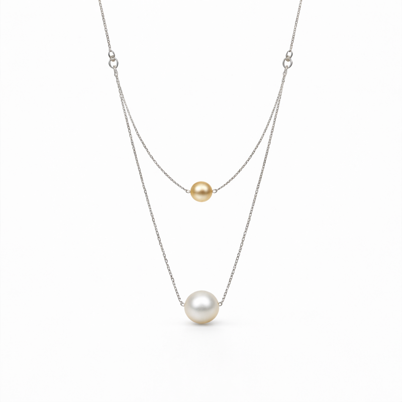 Double Pearl Layered Necklace