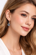 Blue Flower Drop Earrings