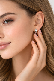 Bold Silver Huggie Hoop Earrings