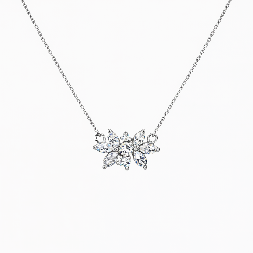 Floral Diamond Cluster Necklace