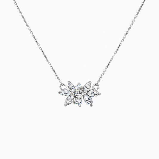 Floral Diamond Cluster Necklace