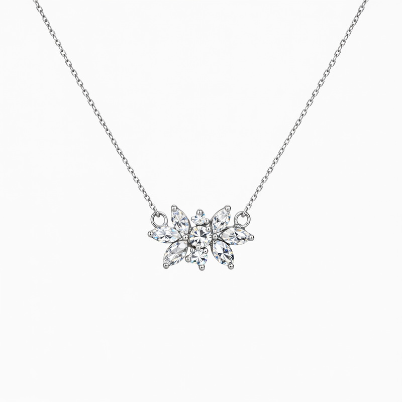Floral Diamond Cluster Necklace