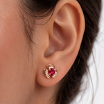 Ruby Flower Rose Gold Pendant And Stud Set