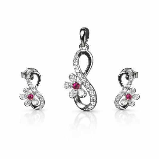 Elegant Infinity Pendant And Stud Set