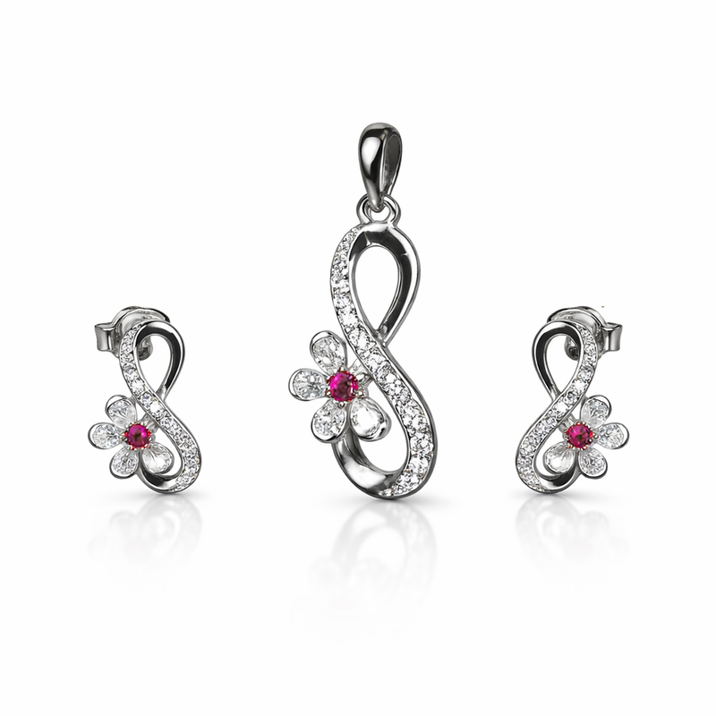 Elegant Infinity Pendant And Stud Set