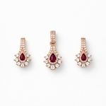 Rose Gold Classic Ruby Drop Pendant And Stud Set
