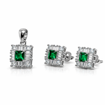 Emerald Radiance Pendant & Stud Earrings Set