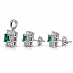 Emerald Radiance Pendant & Stud Earrings Set
