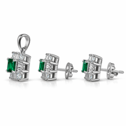 Emerald Radiance Pendant & Stud Earrings Set