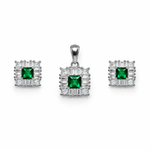 Emerald Radiance Pendant & Stud Earrings Set