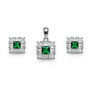 Emerald Radiance Pendant & Stud Earrings Set