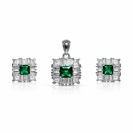 Emerald Radiance Pendant & Stud Earrings Set