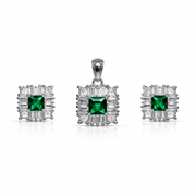 Emerald Radiance Pendant & Stud Earrings Set
