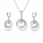 Modern Interlocking Rings Pendant And Earring Set