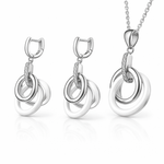 Modern Interlocking Rings Pendant And Earring Set