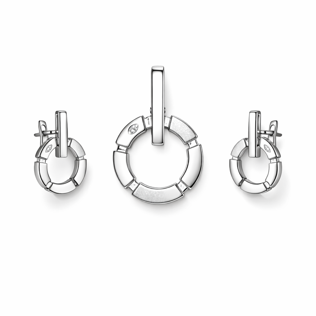 Contemporary Circle Bar Pendant Set