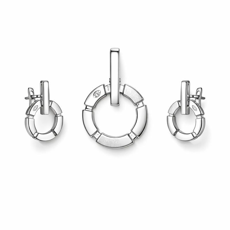 Contemporary Circle Bar Pendant Set