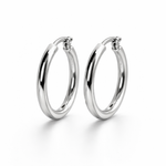 Polished Silver Oval Hoop Earrings. (Medium)