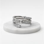 Elegant multi-band diamond ring with modern sparkle.