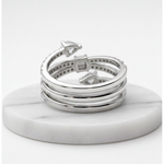 Elegant multi-band diamond ring with modern sparkle.