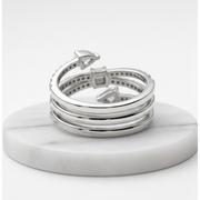 Elegant multi-band diamond ring with modern sparkle.