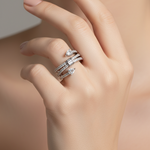Elegant multi-band diamond ring with modern sparkle.