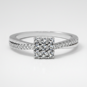 Elegant square cluster diamond ring with a delicate sparkling band.