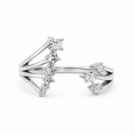 Elegant open silver ring with cascading sparkle
