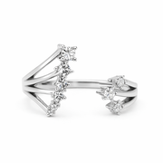 Elegant open silver ring with cascading sparkle