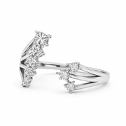 Elegant open silver ring with cascading sparkle