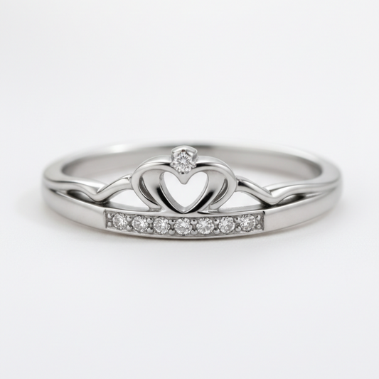 Crown Heart Diamond Ring