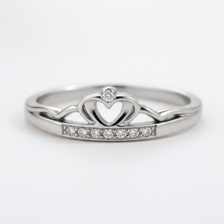 Crown Heart Diamond Ring