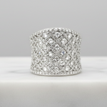 Wide diamond-studded band with intricate sparkle