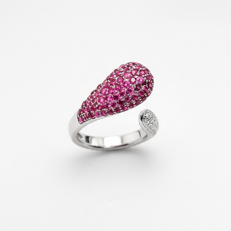 Pink Pavé Open Ring