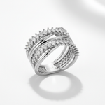 Double Row Diamond Wave Ring