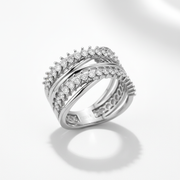 Double Row Diamond Wave Ring